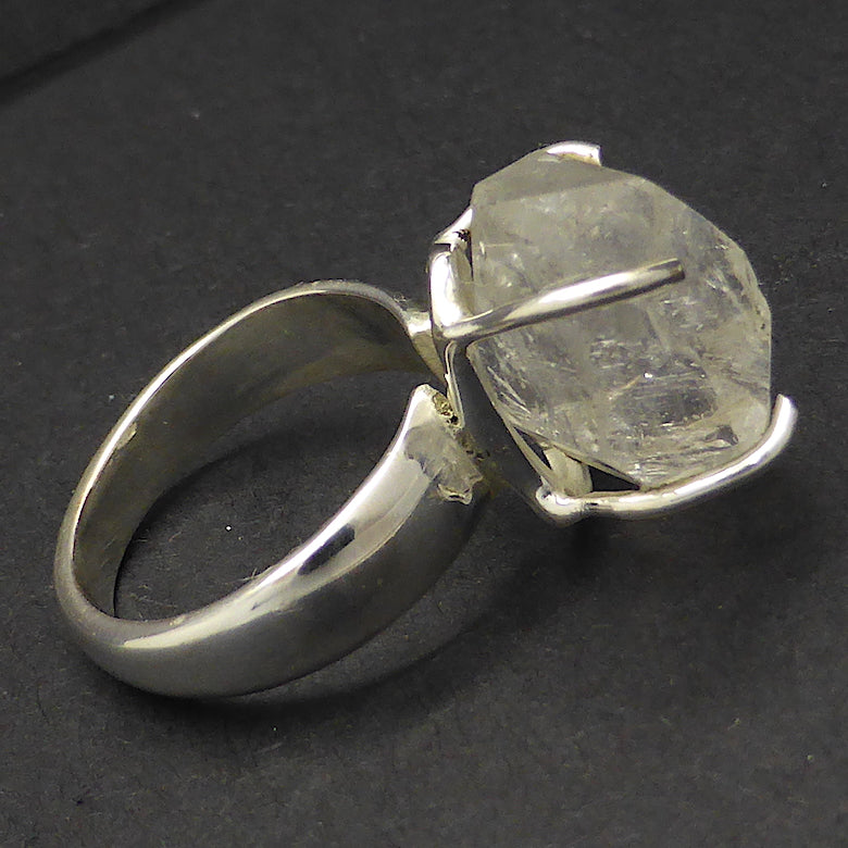 Ring Tibetan Herkimer Diamond | Claw set | 925 Sterling Silver | US Size 5 | AUS Size J1/2 | Genuine Gems from Crystal Heart Melbourne Australia since 1986