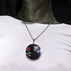 Frida Kahlo inspired Pendant | Blood red coral rose & Silver Dove on a Black Onyx Disc | 925 Sterling Silver | Powerful Imagery of Love |  Genuine Gemstones from Crystal Heart Melbourne Australia since 1986 | Valentine | Romance | Love