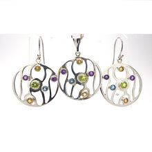 Load image into Gallery viewer, Organic Styled Disc Earrings and Pendant | Quality Faceted Round Gemstones | Peridot, Amethyst, Citrine, Blue Topaz |  925 Sterling Silver | Genuine Gems from Crystal Heart since 1986