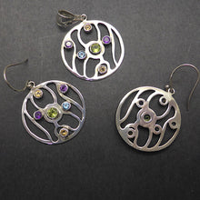 Load image into Gallery viewer, Organic Styled Disc Earrings and Pendant | Quality Faceted Round Gemstones | Peridot, Amethyst, Citrine, Blue Topaz |  925 Sterling Silver | Genuine Gems from Crystal Heart since 1986