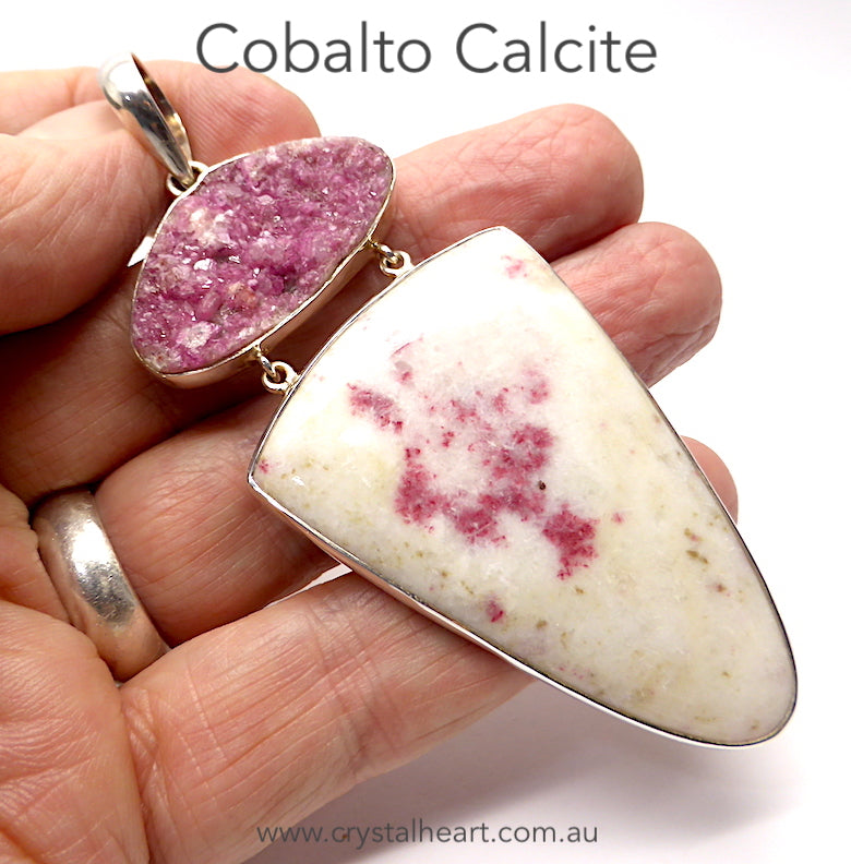 Lovely Cobaltoan or Cobalt Calcite Pendant | Natural Uncut Cluster | Lovely crystals  Perfect Pink Heart Healing colour | 925 Sterling Silver | Genuine Gems from Crystal Heart Melbourne Australia since 1986