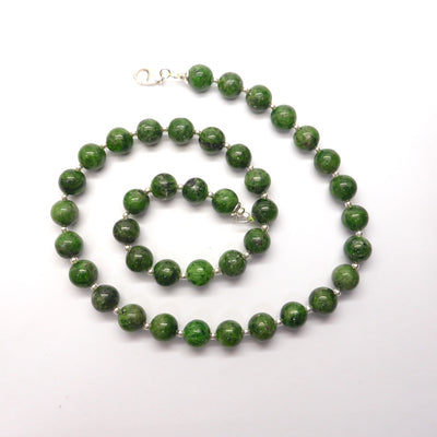 Necklace Chrome Diopside Beads | 925 Sterling Silver | Bright Jade Green Translucent Gemstone | High Vibration Powerful Heart Healing & Transformation  | Genuine Gems from Crystal Heart Melbourne Australia since 1986
