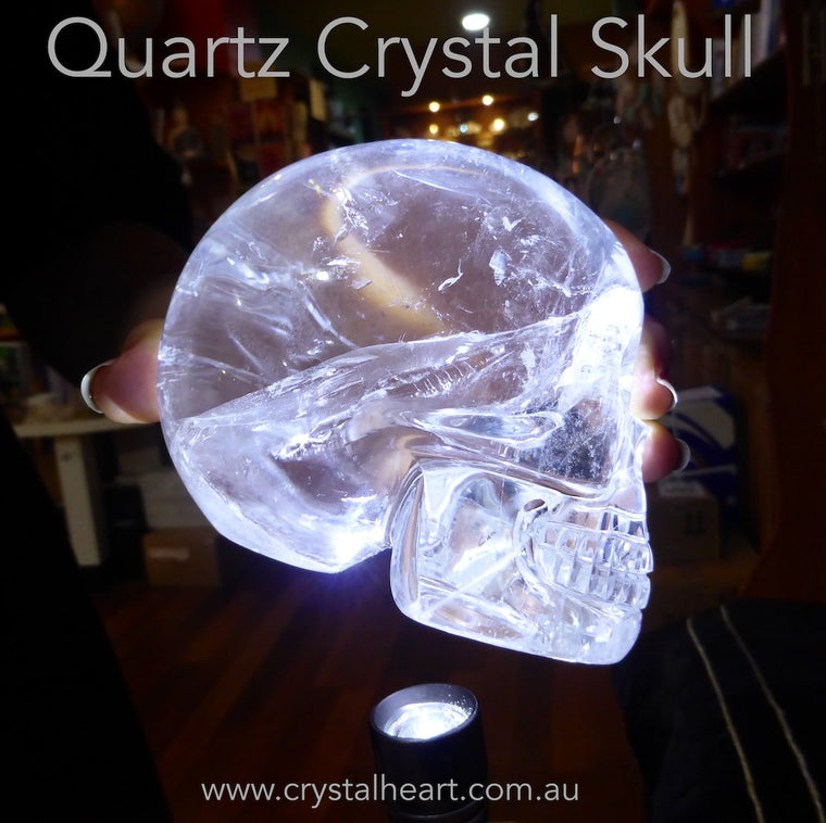 Crystal Skull, Large Hand Carved Clear Quartz