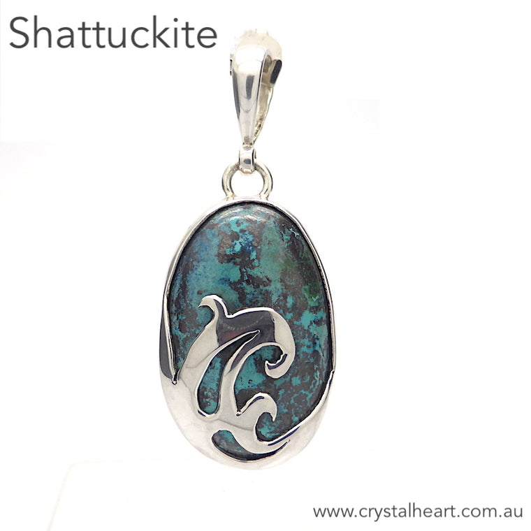 Shattuckite Pendant, Oval Stone, 925 Silver kt1