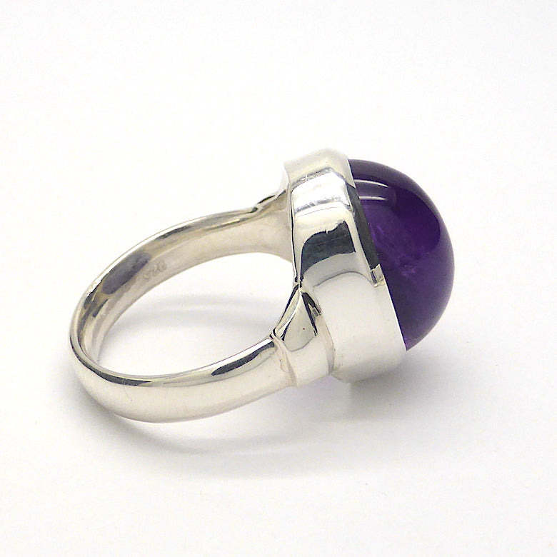 Amethyst Ring Round Cabochon | 925 Sterling Silver | US Size 7.25 | Meditation | Balance | Purifying | Aquarius Pisces | Crystal Heart Melbourne Australia since 1986