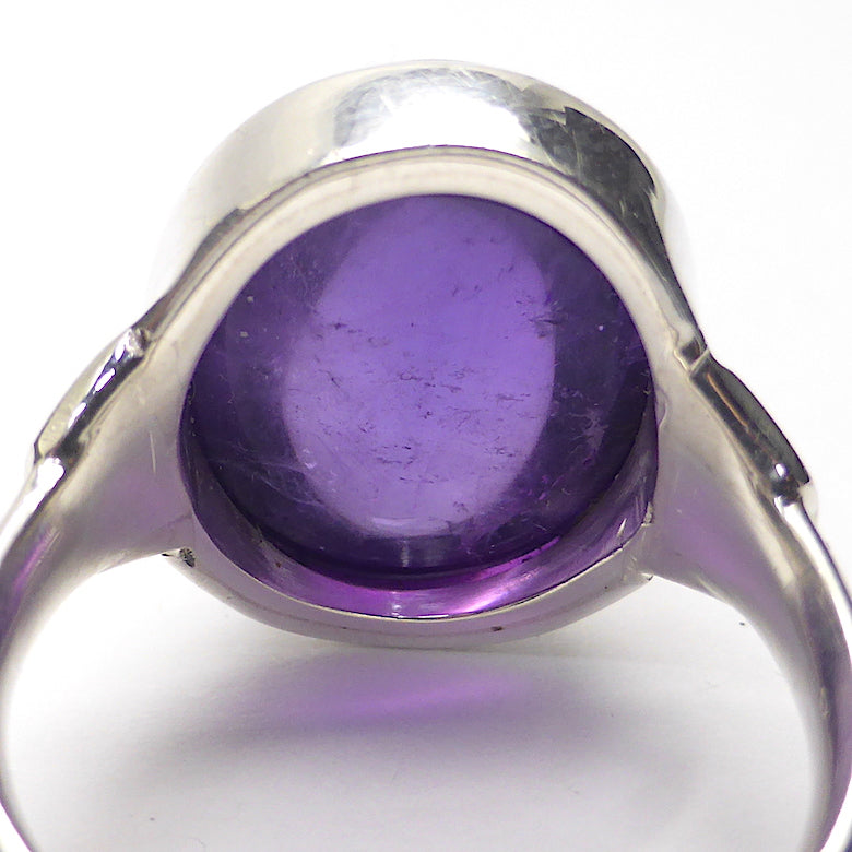 Amethyst Ring Round Cabochon | 925 Sterling Silver | US Size 7.25 | Meditation | Balance | Purifying | Aquarius Pisces | Crystal Heart Melbourne Australia since 1986