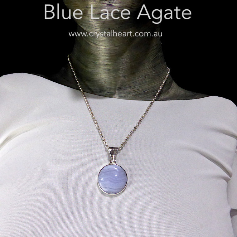 Blue Lace Agate Pendant, 925 Silver g1