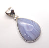 Blue Lace Agate Pendant | Teardrop Cabochon | 925 Sterling Silver | Besel Set | Hinged Bale | Delicate Sky blue | Throat Chakra | Unblock communication & all forms of expression  | Genuine Gems from Crystal Heart Melbourne Australia since 1986