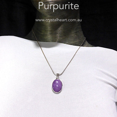 Purpurite Pendant | Oval Cabochon | 925 Sterling Silver | Iron Manganese Phosphate | Connect your Soul and liberate | Genuine Gems from Crystal Heart Melbourne Australia since 1986