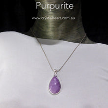 Load image into Gallery viewer, Purpurite Pendant | Teardop Cabochon | 925 Sterling Silver | Iron Manganese Phosphate | Connect your Soul and liberate | Genuine Gems from Crystal Heart Melbourne Australia since 1986