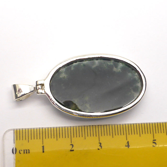 Moss Agate l Pendant | 925 Sterling Silver | Quality Setting | Verdant organic looking inclusions of vivid green Chlorite in Clear Quartz | Balance the Branches in your Path | Clear Lungs | Strengthen Nervous system | Genuine gems from Crystal Heart Melbourne Australia since 1986