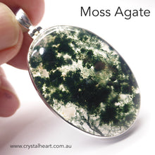 Load image into Gallery viewer, Moss Agate l Pendant | 925 Sterling Silver | Quality Setting | Verdant organic looking inclusions of vivid green Chlorite in Clear Quartz | Balance the Branches in your Path | Clear Lungs | Strengthen Nervous system | Genuine gems from Crystal Heart Melbourne Australia since 1986