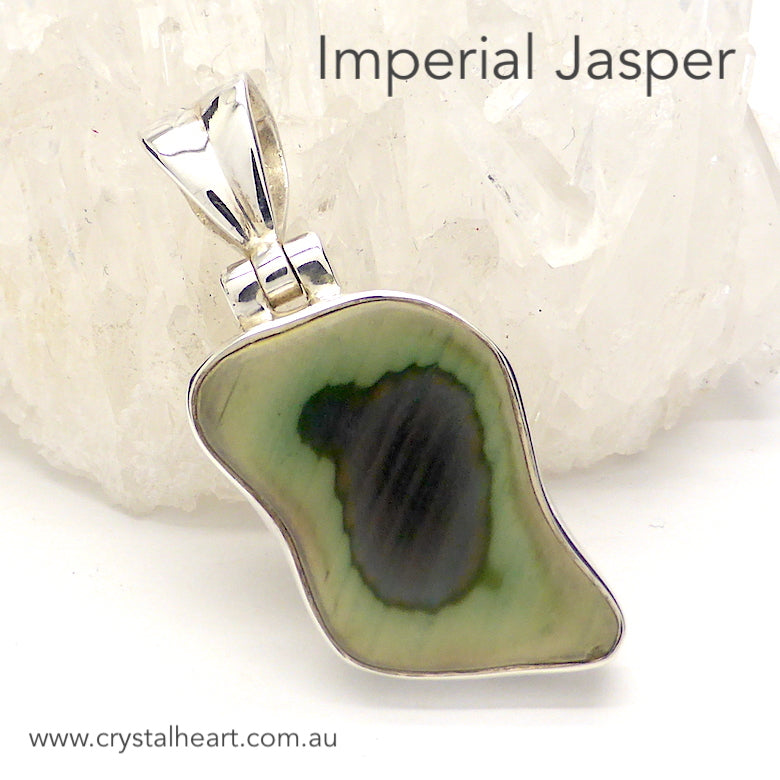 Imperial Jasper Pendant | Multicolour Freeform | Peace Tranquility Healing | 925 Sterling Silver | Spiritual progress | Genuine Gems from Crystal Heart Melbourne Australia since 1986