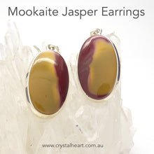 Load image into Gallery viewer, Oval Mookaite Earrings | 925 Sterling Silver | Perfect colour, Rich Ochre and Wine or Maroon | Quality Bezel Setting | Dreamtime | Ancestral Spirits | Genuine Gems from Crystal Heart Melbourne Australia since 1986