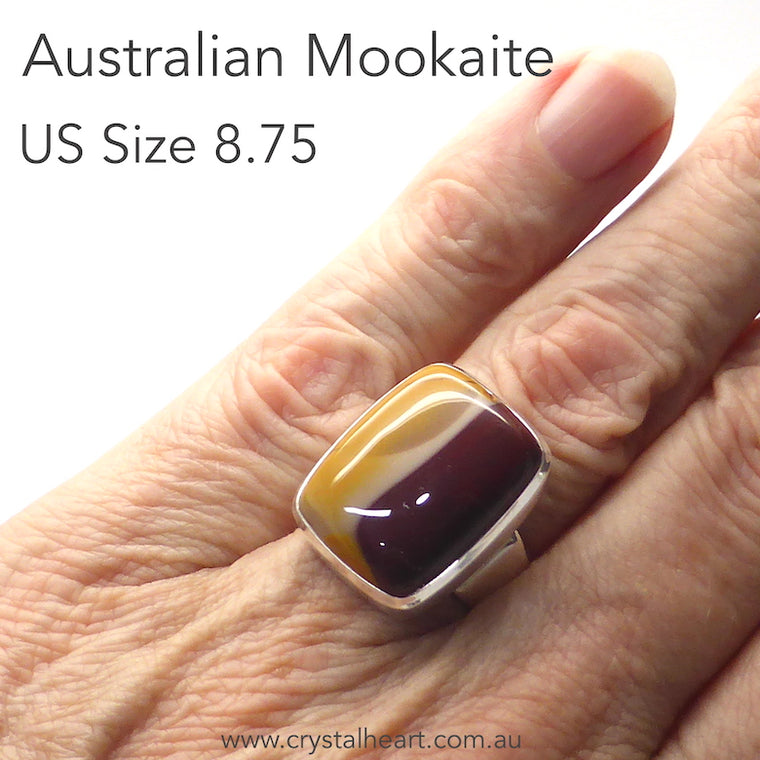 Mookaite Ring, Oblong Cabochon, 925 Silver, g3