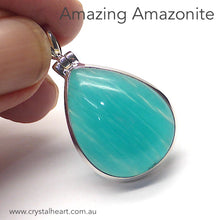 Load image into Gallery viewer, Amazonite Pendant | Teardrop Cabochon | 925 Sterling Silver | Quality Setting | Virgo Stone | Beautiful translucent Blue Green Feldspar | Genuine Gems from Crystal Heart Melbourne Australia since 1986