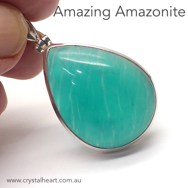 Amazonite Pendant, Teardrop, 925 Silver, G3