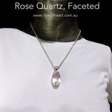Load image into Gallery viewer, Rose Quartz Pendant | Faceted Oval | A little pale but flawless | 925 Sterling Silver | Quality Setting | Taurus Libra | Genuine Gems from Crystal Heart Melbourne Australia since1986