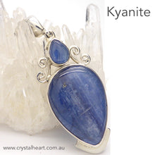 Load image into Gallery viewer, Blue Kyanite Pendant | 2 cabochons | Nice Stones| 925 Sterling Silver Bezel Set with some curls | Uplift and protect | Vision Quest | Taurus Libra Aries  | Genuine Gems from Crystal Heart Melbourne Australia since 1986