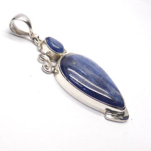 Load image into Gallery viewer, Blue Kyanite Pendant | 2 cabochons | Nice Stones| 925 Sterling Silver Bezel Set with some curls | Uplift and protect | Vision Quest | Taurus Libra Aries  | Genuine Gems from Crystal Heart Melbourne Australia since 1986