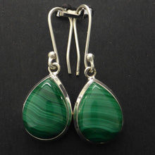 Load image into Gallery viewer, Malachite Earring | Teardrop Cabochon | 925 Sterling Silver | Quality bezel setting | Empower the Feminine Goddess | Detox | Empower | Capricorn Scorpio | Genuine Gems from Crystal Heart Melbourne Australia since 1986