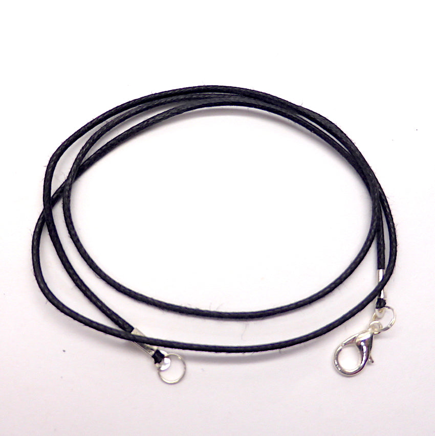 Simple Black Cotton cord with white metal lobster clasp | 50 cms | Suitable for any pendant | Crystal Heart Melbourne Australia since 1986