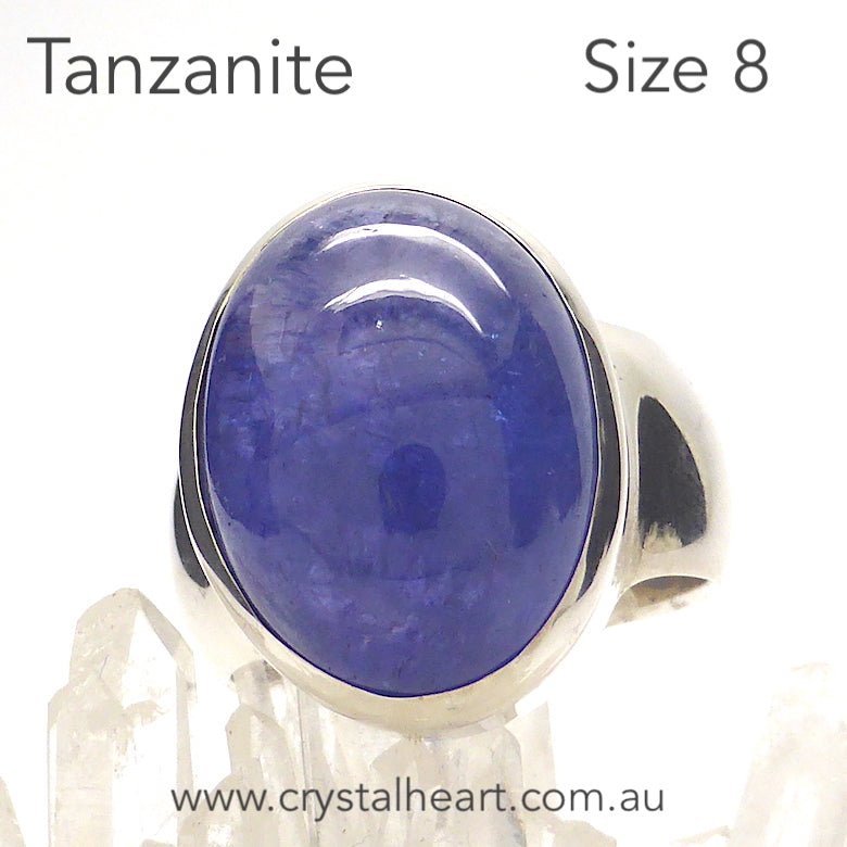 Tanzanite Ring Oval Cabachon | 925 sterling Silver  | US size 8 | Euro size P1/2 | 925 sterling Silver | Genuine stone from Mt Kilimanjaro, Tanzania | Reach your spiritual peak | Genuine Gems from Crystal Heart Melbourne Australia since 1986