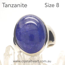 Load image into Gallery viewer, Tanzanite Ring Oval Cabachon | 925 sterling Silver  | US size 8 | Euro size P1/2 | 925 sterling Silver | Genuine stone from Mt Kilimanjaro, Tanzania | Reach your spiritual peak | Genuine Gems from Crystal Heart Melbourne Australia since 1986