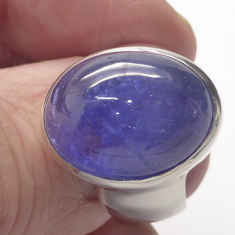 Tanzanite Ring Oval Cabachon | 925 sterling Silver  | US size 8 | Euro size P1/2 | 925 sterling Silver | Genuine stone from Mt Kilimanjaro, Tanzania | Reach your spiritual peak | Genuine Gems from Crystal Heart Melbourne Australia since 1986