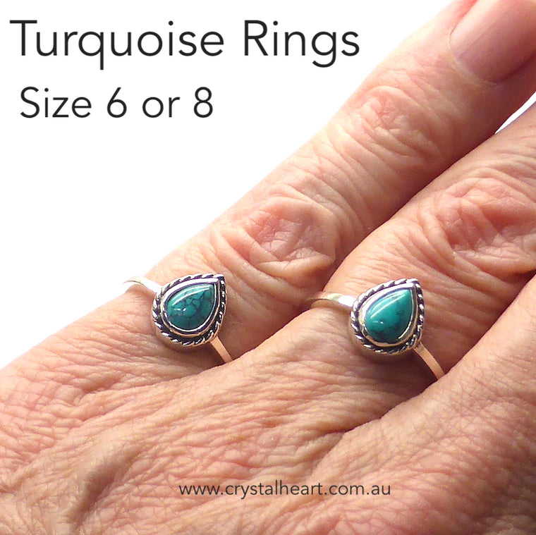 Turquoise Ring, Small Teardrop, 925 Silver, k