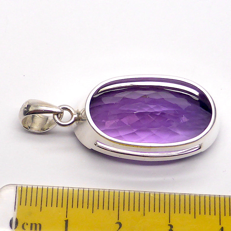 Brazilian Amethyst Pendant | A Grade Faceted Oval | Lovely shade, not to deep or too light | 925 Sterling Silver | Quality Silver Work | Crystal Heart Melbourne Australia since 1986