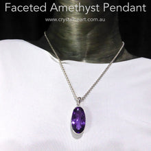 Load image into Gallery viewer, Brazilian Amethyst Pendant | A Grade Faceted Oval | Lovely shade, not to deep or too light | 925 Sterling Silver | Quality Silver Work | Crystal Heart Melbourne Australia since 1986