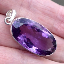 Load image into Gallery viewer, Brazilian Amethyst Pendant | A Grade Faceted Oval | Lovely shade, not to deep or too light | 925 Sterling Silver | Quality Silver Work | Crystal Heart Melbourne Australia since 1986