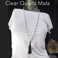 Load image into Gallery viewer, Clear Quartz Mala Necklace | 6 mm beads | Silver Buddha Head | 108 + 1 beads | Genuine Gems from Crystal Heart Australia since 1986