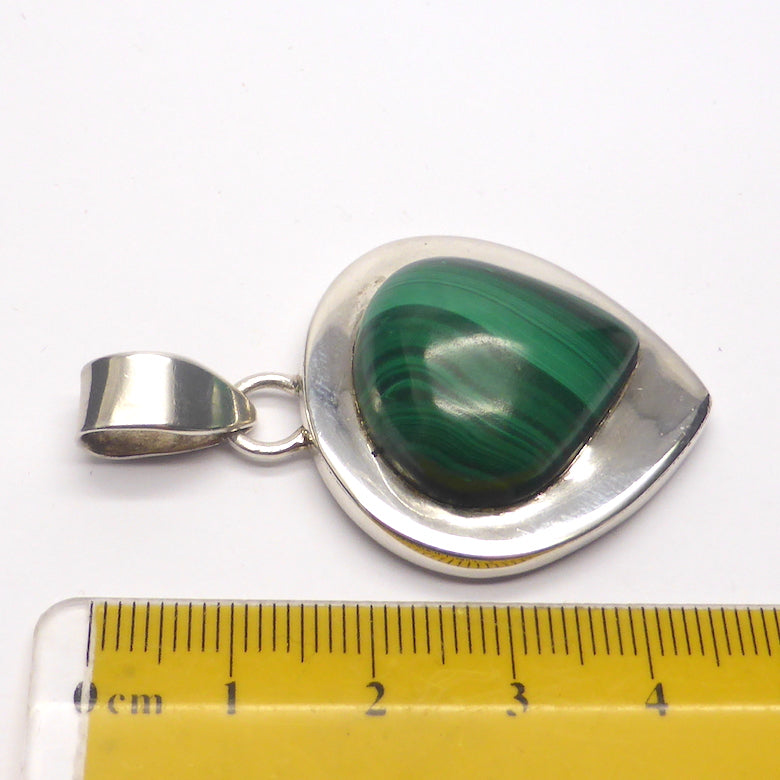 Malachite Heart Pendant | Wide 925 Sterling Silver Border | Old Stock | Sale Price |  Genuine Gems from Crystal Heart Melbourne Australia since 1986