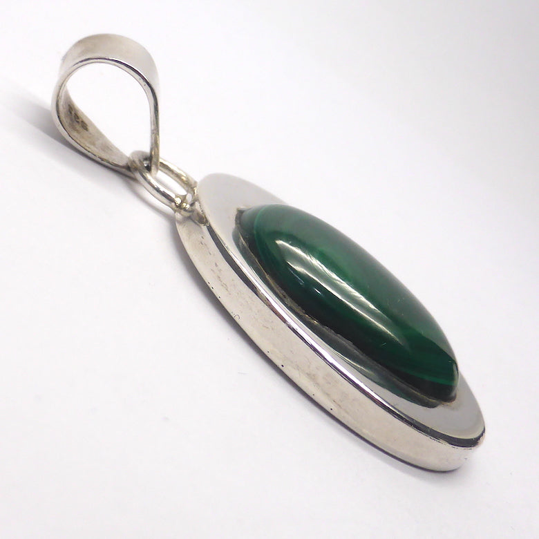 Malachite Oval Pendant | Wide 925 Sterling Silver Border | Old Stock | Sale Price |  Genuine Gems from Crystal Heart Melbourne Australia since 1986