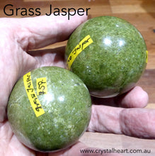 Load image into Gallery viewer, Green Grass Jasper Crystal Sphere | Protection | Heart Uplift  | Positive | Calm | Genuine Gems from Crystal Heart Melbourne Australia since 1986