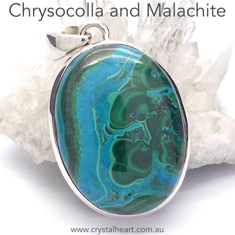 Chrysocolla in Malachite | Beautiful Scenic Piece | Blue Rivers flowing through green forests | 925 Sterling Silver | Communication | Connection | relaxed healing | Genuine Gems from Crystal Heart Melbourne  since 1986