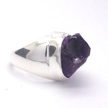 Load image into Gallery viewer, Lovely Amethyst Nugget | Good Color and Clarity | Bezel Set, Wide Band | 925 Silver | US Size 7.5 | AUS Size O 1/2 | Raw stones, with their organic natural appeal are increasingly popular | Genuine Gems from Crystal Heart Melbourne Australia since 1986
