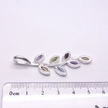 Load image into Gallery viewer, Nature Pendant ~ Faceted Marquis Stones set as leaves on Silver Branch | Amethyst, Blue Topaz, Citrine, Garnet and Peridot  | Genuine Gems from Crystal Heart Melbourne Australia since 1986