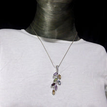Load image into Gallery viewer, Nature Pendant ~ Faceted Marquis Stones set as leaves on Silver Branch | Amethyst, Blue Topaz, Citrine, Garnet and Peridot  | Genuine Gems from Crystal Heart Melbourne Australia since 1986