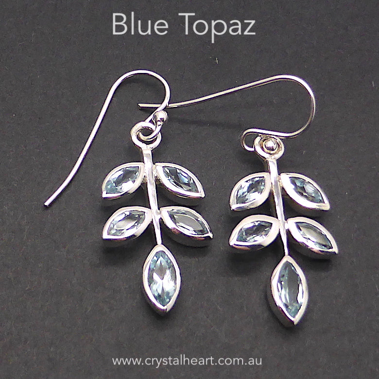 Nature's Earring, Blue Topaz Gemstones, 925 Silver, k1