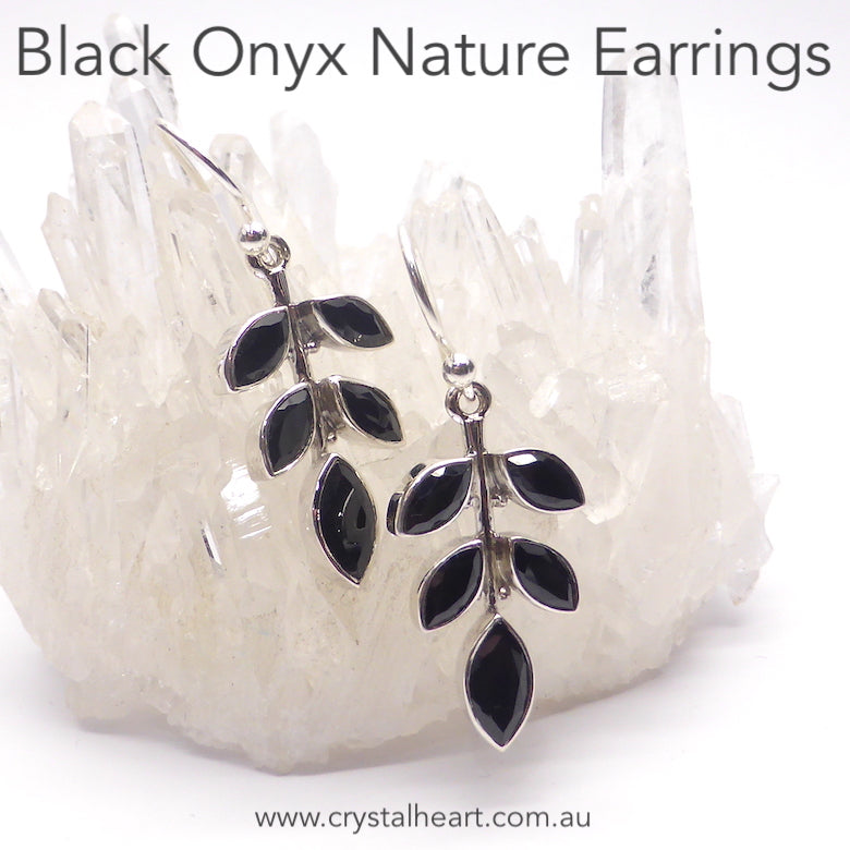 Nature's Earring, Black Onyx Gemstones, 925 Silver, k1