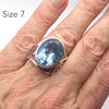 Blue Topaz Ring, Large Faceted Oval, 925 Silver