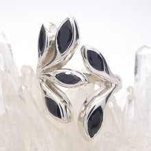 Load image into Gallery viewer, Nature Ring, Black Onyx Gemstone Leaves, 925 Silver
