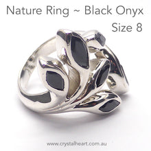 Load image into Gallery viewer, Nature Ring, Black Onyx Gemstone Leaves, 925 Silver