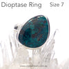 Dioptase Ring |  Freeform Cabochon | 925 Sterling Silver | Gemmy Crystals in Quartz | Genuine Gems from Crystal Heart Melbourne Australia since 1986
