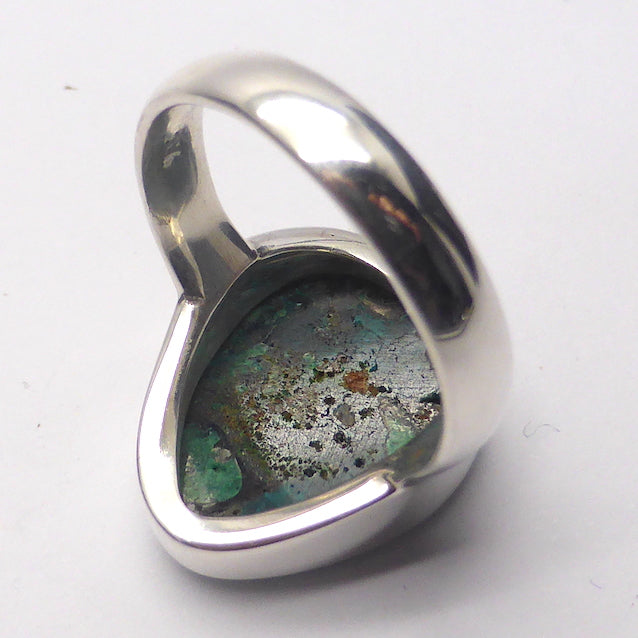 Dioptase Ring, Freeform Cabochon, 925 Silver, p1
