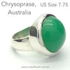 Chrysoprase Ring | Oval Cabochon | 925 Sterling Silver | US Size 7.75, AUS size P | Perfect Apple Green | AKA Australian Jade | Empowering Heart Centred Healer | Psychic Powers | Genuine Gemstones from Crystal Heart Melbourne Australia since 1986