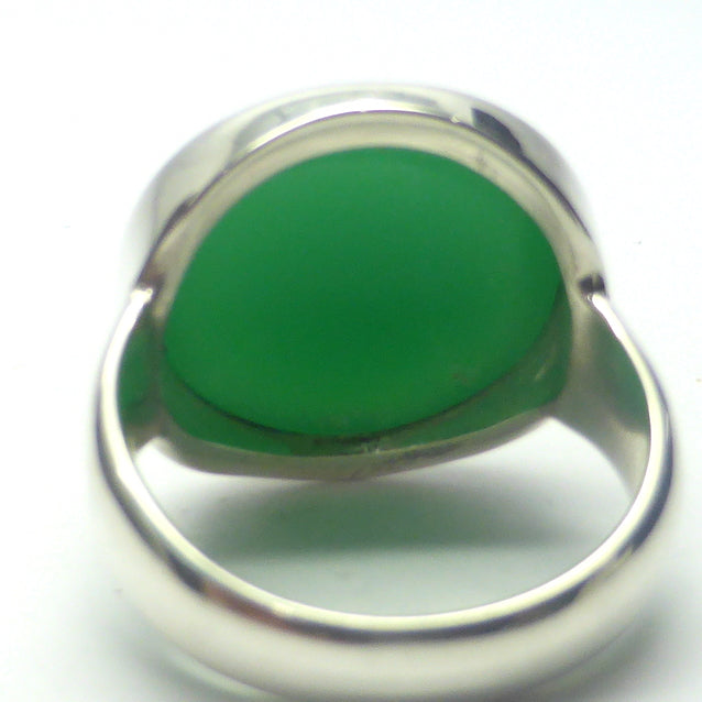 Chrysoprase Ring | Oval Cabochon | 925 Sterling Silver | US Size 7.75, AUS size P | Perfect Apple Green | AKA Australian Jade | Empowering Heart Centred Healer | Psychic Powers | Genuine Gemstones from Crystal Heart Melbourne Australia since 1986